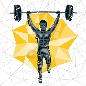 几何Crossfit概念硬拉推举人做健身和运动量来找到矢量剪影积极健图片