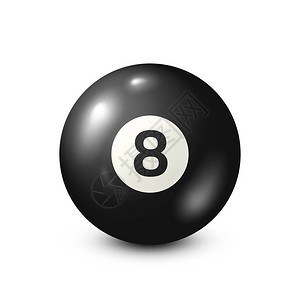 8号的Billiard黑池球白色背背景图片