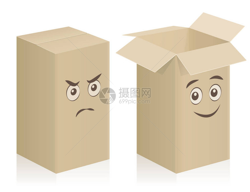 满脸愤怒和快乐的漫画盒图片