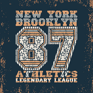 纽约T恤衫时装打字体育标志设计有花饰的号码图片