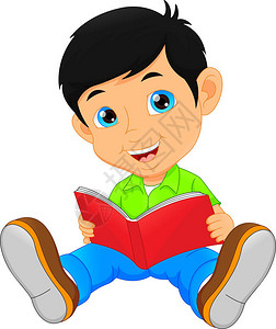 可爱小男孩阅读书图片