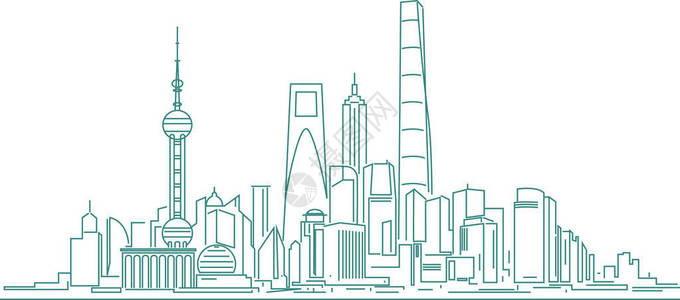 上海的矢量天际线背景图片