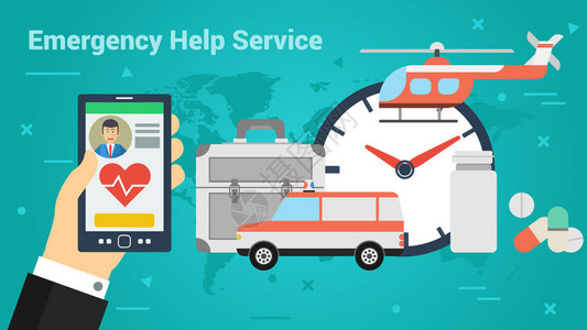 横向平式商业紧急帮助服务网络标语图片