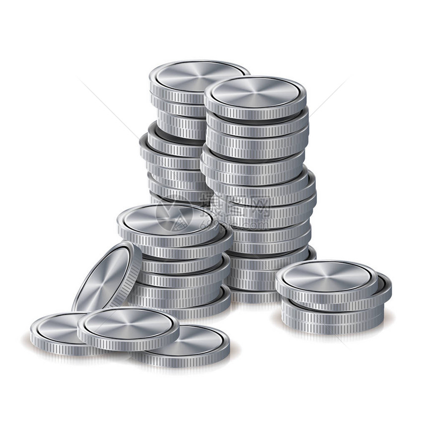 银币堆栈向量银金融图标志成功银行现金符号投资理念现图片