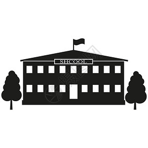 Facecade大楼学校标志插图矢量白色背景图片