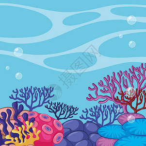 彩色礁石水下插图的场景图片