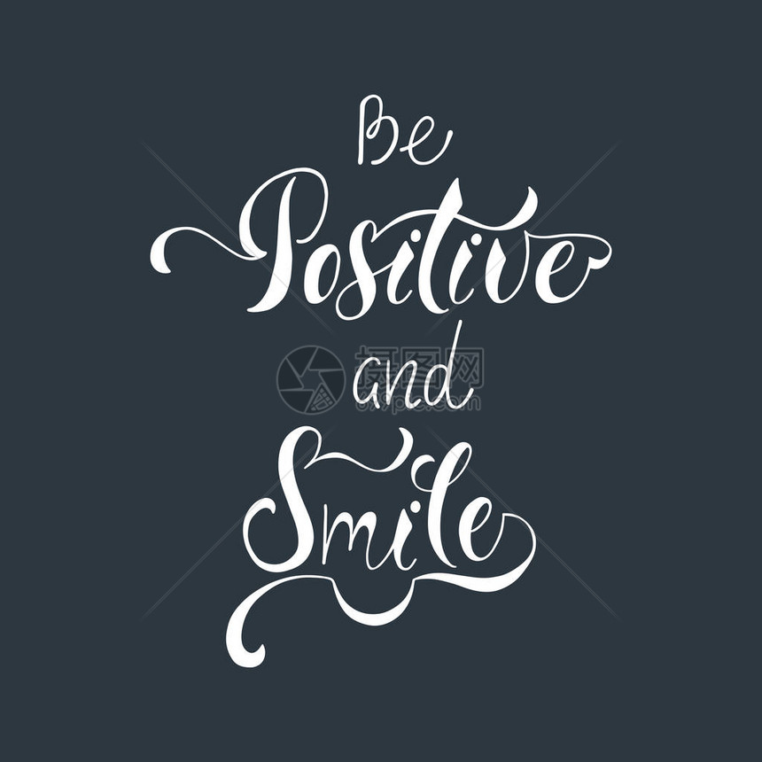 保持积极和微笑关于快乐的励志名言现代书法短语与手绘微笑用于印刷和海报的波西米亚风格刻字图片