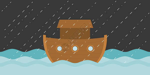 诗篇诺亚方舟在下雨矢量插画