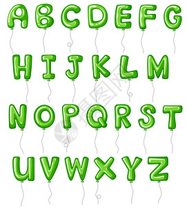 字母形状插图中的绿色气球背景图片