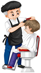 理发师给男孩理发插图图片