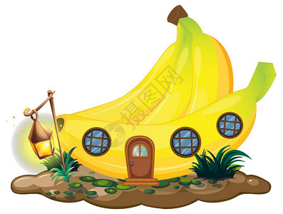 带插图的香蕉屋图片