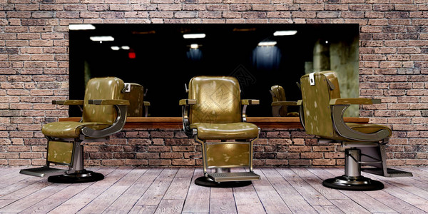理发店椅子的3d插图图片
