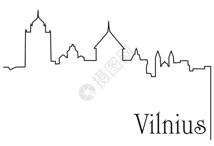 维尔纽斯欧洲角阿皮妥醇在城市风景的插画