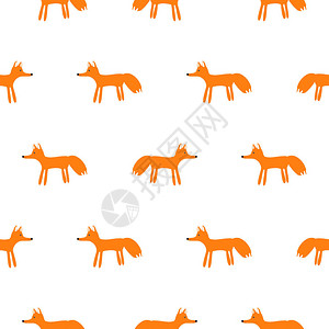 可爱狐狸动物无缝病媒模式白重复布面背图片