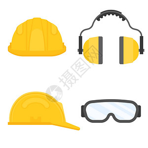 工业安全个人防护设备安全眼镜头盔平面图片