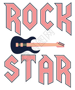 摇滚风格的摇滚明星时口号配有吉他矢图片