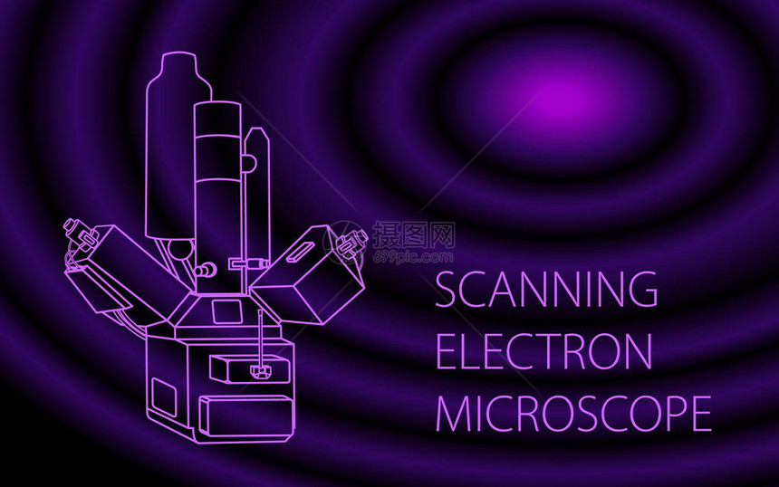 扫描电子显微镜矢量彩色bammer插图用于研究纳米世界的物理实验室的现代设备用于网页或印刷设图片