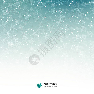 由雪花和雪制成的冬季蓝白背景圣诞节图片