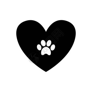 黑色心脏中的动物爪印图片