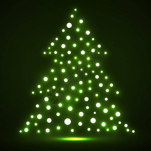 从发光点抽象圣诞树矢量图片