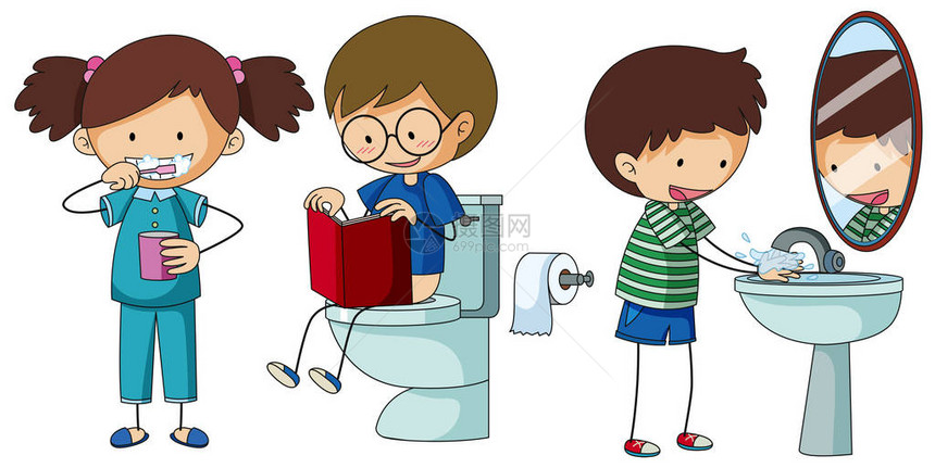 儿童在浴室插图中从事不图片