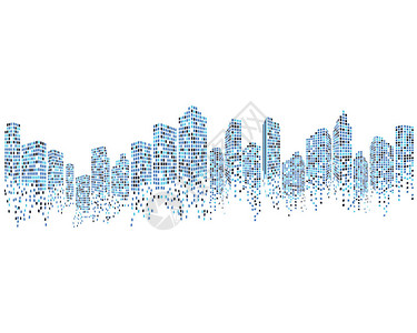 现代城市天际线城市环影平板设计图片