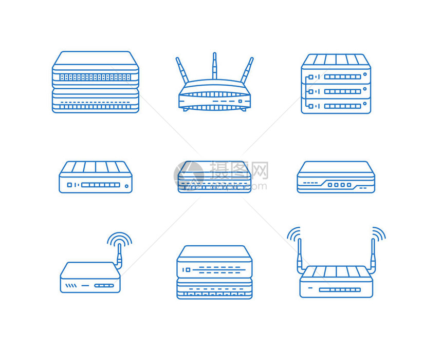 无线接入点路由器和其他网络设备图标设置图片