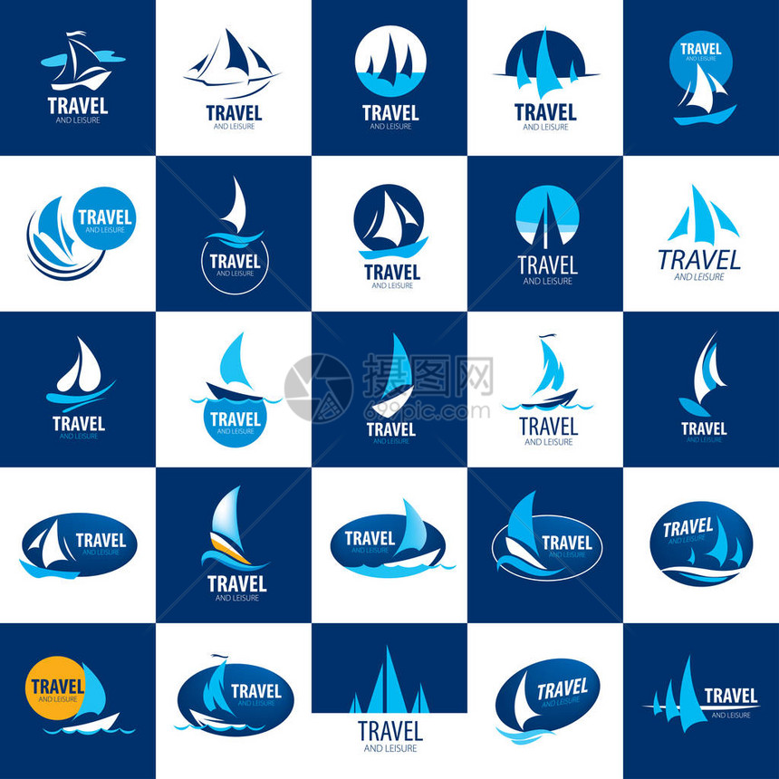 模板矢量游艇标志旅行和休闲的插图图片
