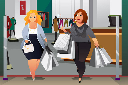 妇女购物在购物中心的图片