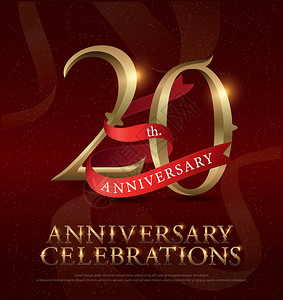 庆祝20周年纪念金徽标背景图片