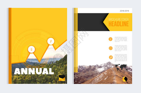 矢量小册子覆盖模糊山区地貌的模板商业书籍封面设计传单小册子封面等图片