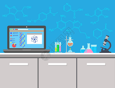 化学实验室工作场所实验室显微镜脱氧核糖酸化学公式烧瓶和化学图片