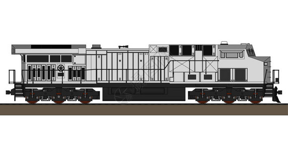 现代内燃机车具有强大的动力和强度插画