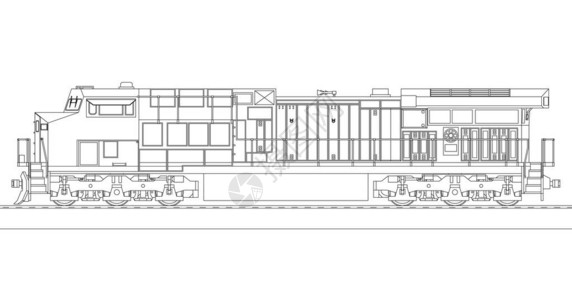 现代内燃机车具有强大的动力和强度插画