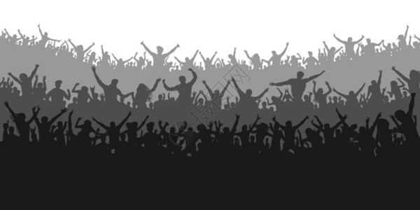 欢呼球迷欢呼群众音乐会派对孤立背景环影矢量Ban图片