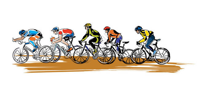 自行车赛中的骑自行车者群体图片