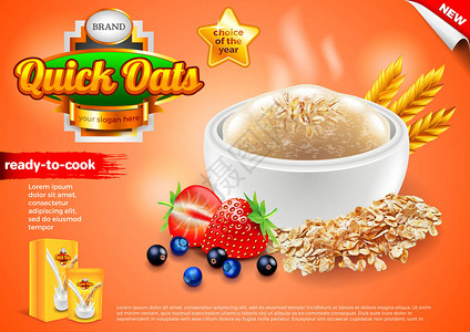 早餐粥米粥Oatmealadds带有燕麦和浆果的盘子3d设计图片