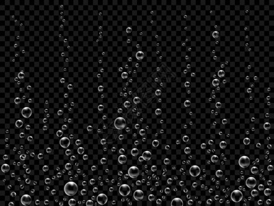 黑色背景上的嘶气泡水或的水下氧气质地苏打水香槟起泡酒水族馆海洋海洋中的气泡逼真的背景图片