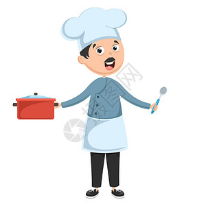 厨师烹饪的矢量插图图片