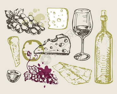 葡萄酒和奶酪背景图片