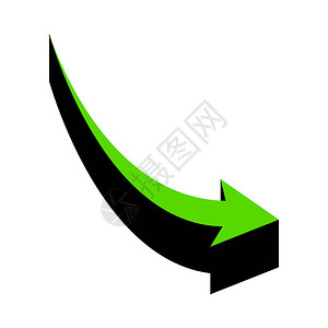 下降的箭头标志向量绿色的3d图标图片