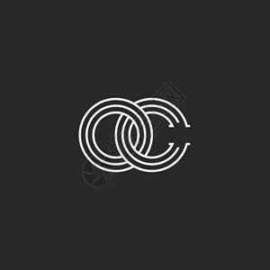 2个交叉字母OC标识单格CO徽章无限符号O和C图片