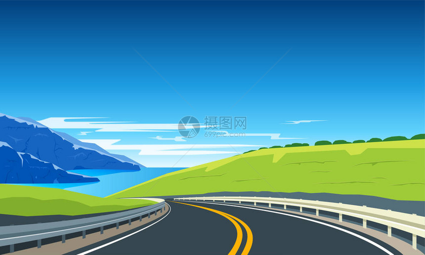 高山和蓝海公路公路旅行横图片