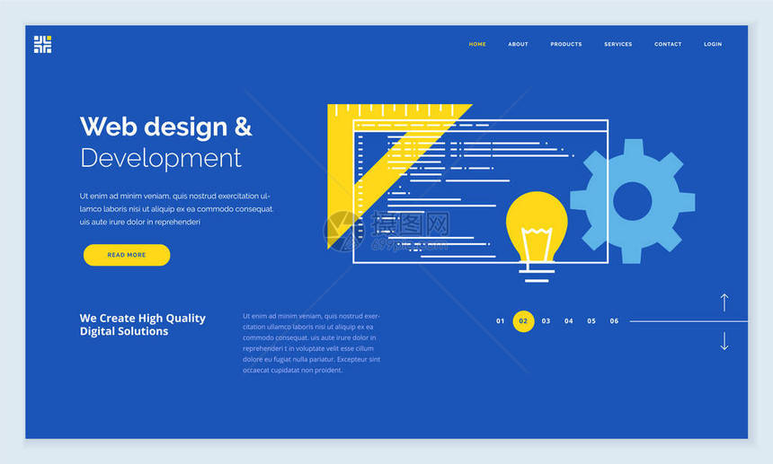 网站模板设计用于网站和移动网站开发的网页设计的现代平线矢量插图概念易于图片