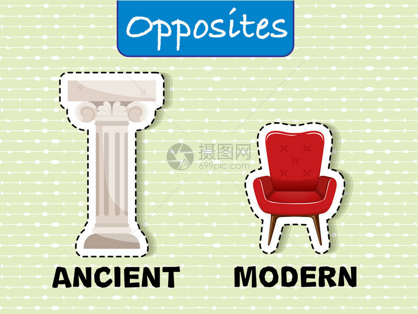 古代和现代相反的词插图图片
