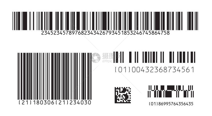 条形码图标一套现代平坦条形码可以用作产品模板Mock图片