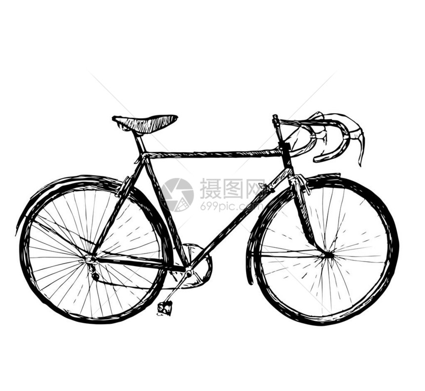 赛车自行车矢量手绘插图图片