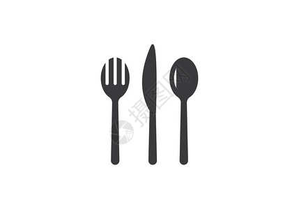 叉子和勺子食品标志模图片
