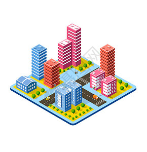 3D等量度城市的房屋和城市多图片