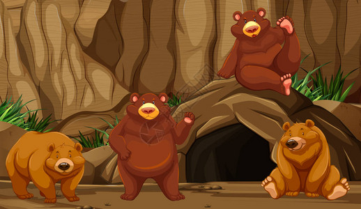 熊在山洞插图图片
